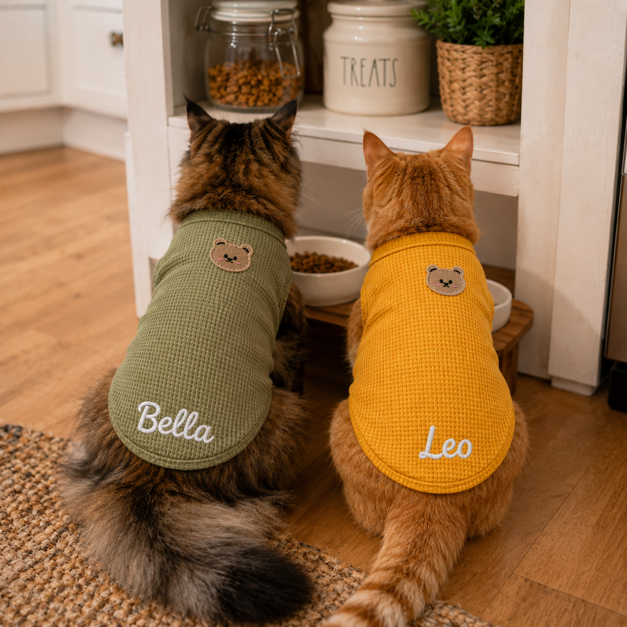 Personalized Cat Vest With Name, Thin Waffle Pet Clothes for Cats and Small Pets