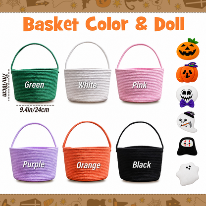 Personalized Halloween Candy Basket – Custom Name Rope Trick or Treat Bag for Kids