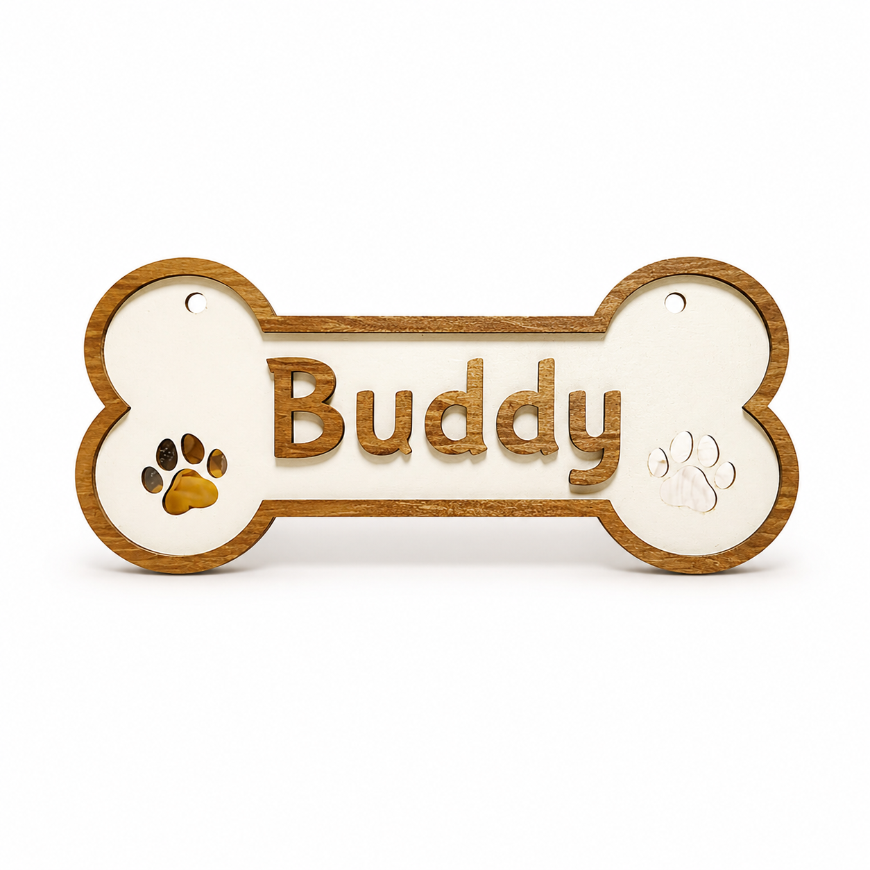 Personalized Dog Bone Name Sign, Custom Wooden Pet Name Wall Decor