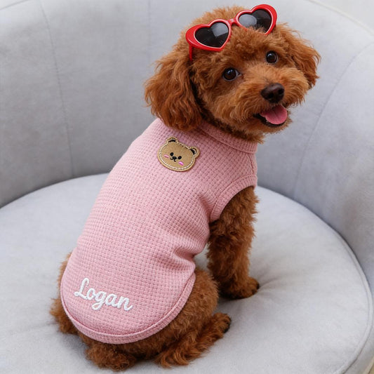 Personalized Dog Vest With Name, Thin Waffle Pet Clothes for Dogs and Small Pets