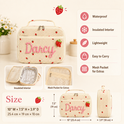 Personalized Kids Lunch Bag, Custom Name Insulated Lunch Bag, Back to School Student Lunch Bag