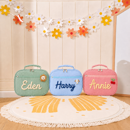 Kids Lunch Bag With Optional Personalized Name and Charm, Back to School Lunch Box for Students