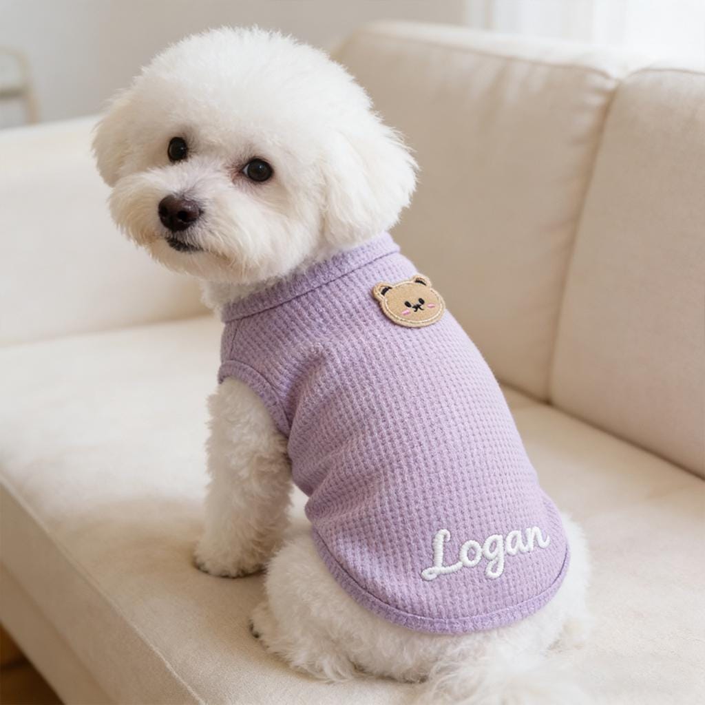 Personalized Dog Vest With Name, Thin Waffle Pet Clothes for Dogs and Small Pets