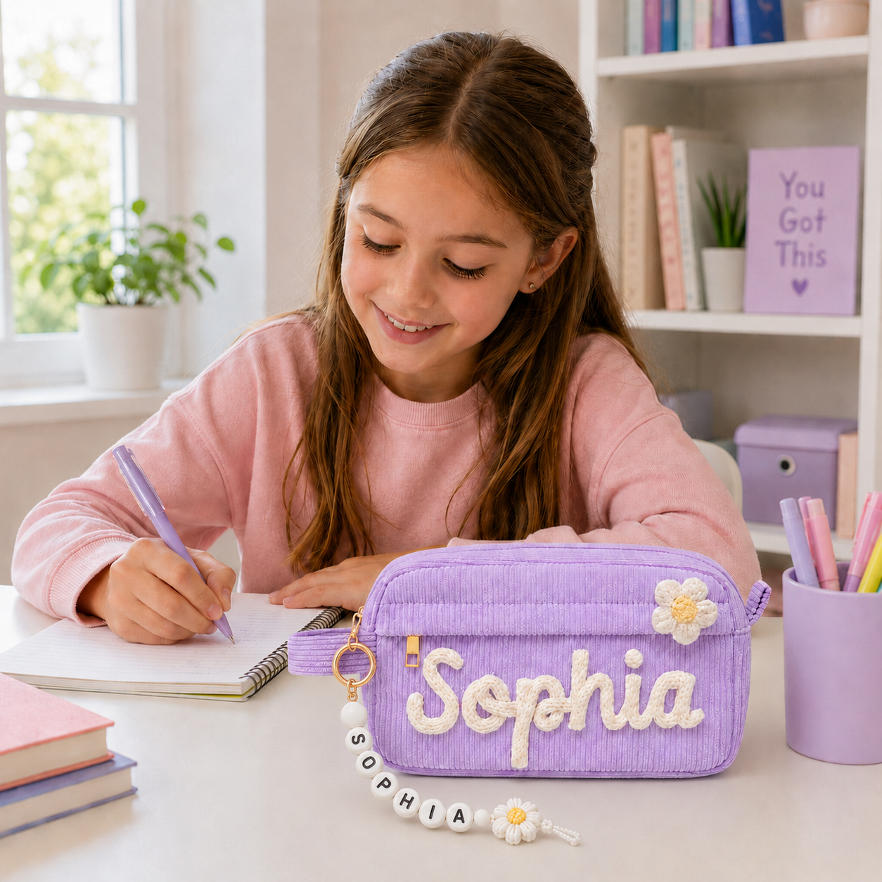 Personalized Name Backpack Keychain, Custom Beaded School Bag Charm, Back to School Gift for Students