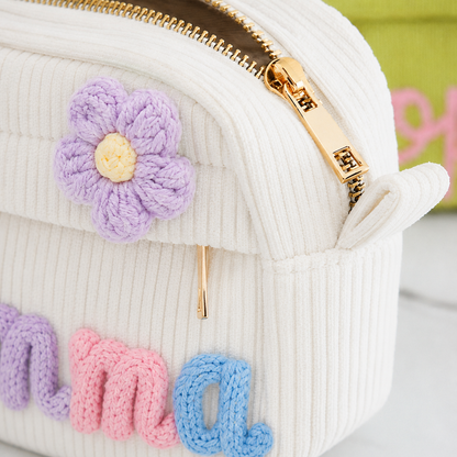 Personalized Girls Pencil Case, Custom Name Pencil Pouch with Flower Charm, Back to School Gift