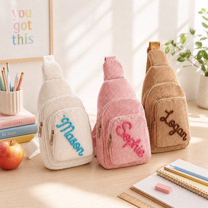 Personalized Kids Sling Bag, Custom Name Crossbody School Bag, Back to School Gift for Students