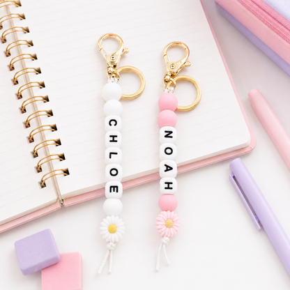 Personalized Name Backpack Keychain, Custom Beaded School Bag Charm, Back to School Gift for Students