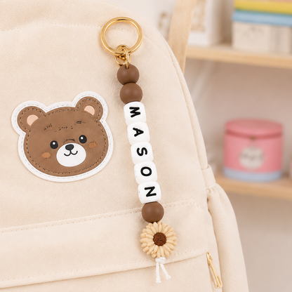 Personalized Name Backpack Keychain, Custom Beaded School Bag Charm, Back to School Gift for Students