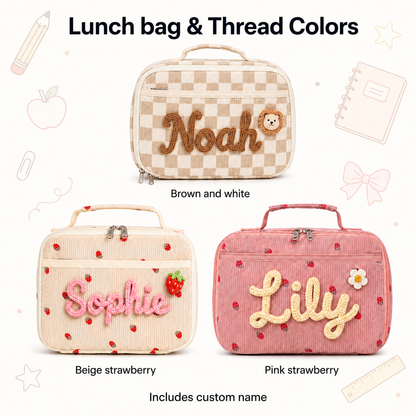 Personalized Kids Lunch Bag, Custom Name Insulated Lunch Bag, Back to School Student Lunch Bag