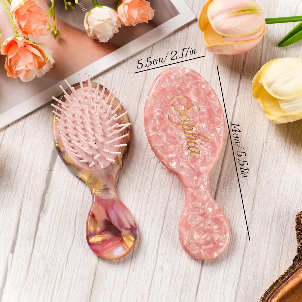 Personalized Air Cushion Hair Brush, Custom Grandma Name Portable Comb, Grandparents Day Gift