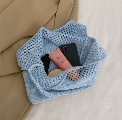 Personalized Knit Hollow-Out Shoulder Bag, Custom Grandma Name Bag, Grandparents Day Gift