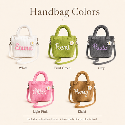 Personalized Kids Crossbody Bucket Bag With Name, Corduroy Student Bag, Back to School Gift