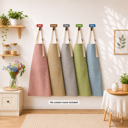 Personalized Grandma Apron, Custom Name Striped Kitchen Apron, Grandparents Day Gift for Grandma