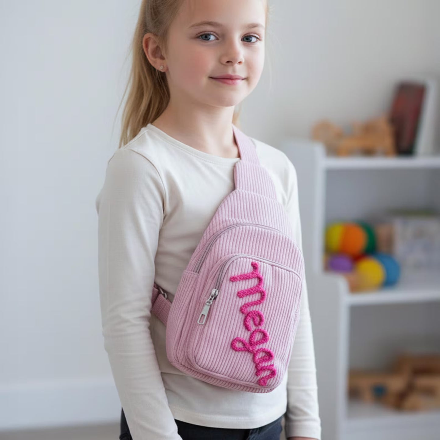 Personalized Kids Sling Bag, Custom Name Crossbody School Bag, Back to School Gift for Students