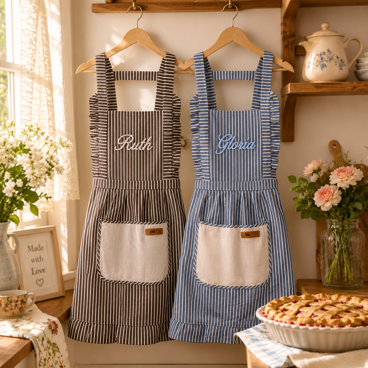 Personalized Grandma Apron, Custom Name Kitchen Apron, Grandparents Day Gift for Grandma