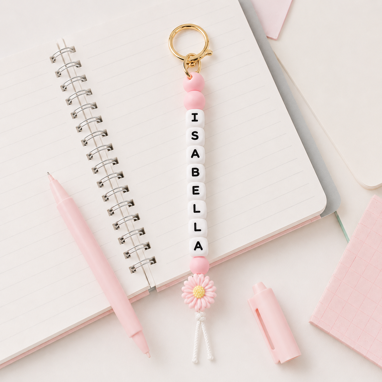 Personalized Name Backpack Keychain, Custom Beaded School Bag Charm, Back to School Gift for Students