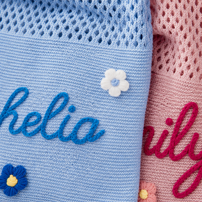 Personalized Knit Hollow-Out Shoulder Bag, Custom Grandma Name Bag, Grandparents Day Gift