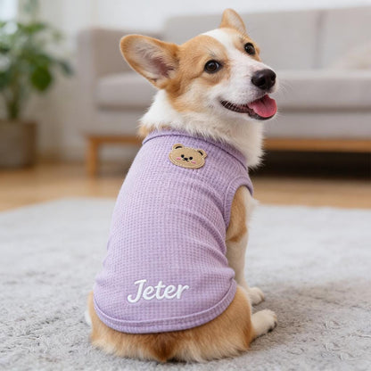 Personalized Dog Vest With Name, Thin Waffle Pet Clothes for Dogs and Small Pets