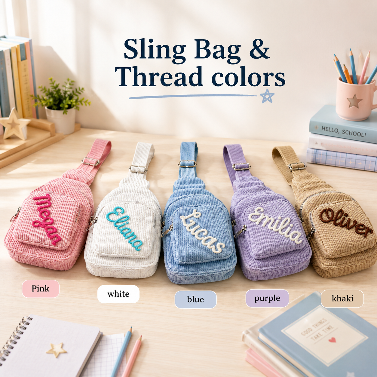 Personalized Kids Sling Bag, Custom Name Crossbody School Bag, Back to School Gift for Students