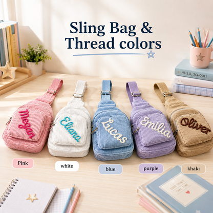 Personalized Kids Sling Bag, Custom Name Crossbody School Bag, Back to School Gift for Students