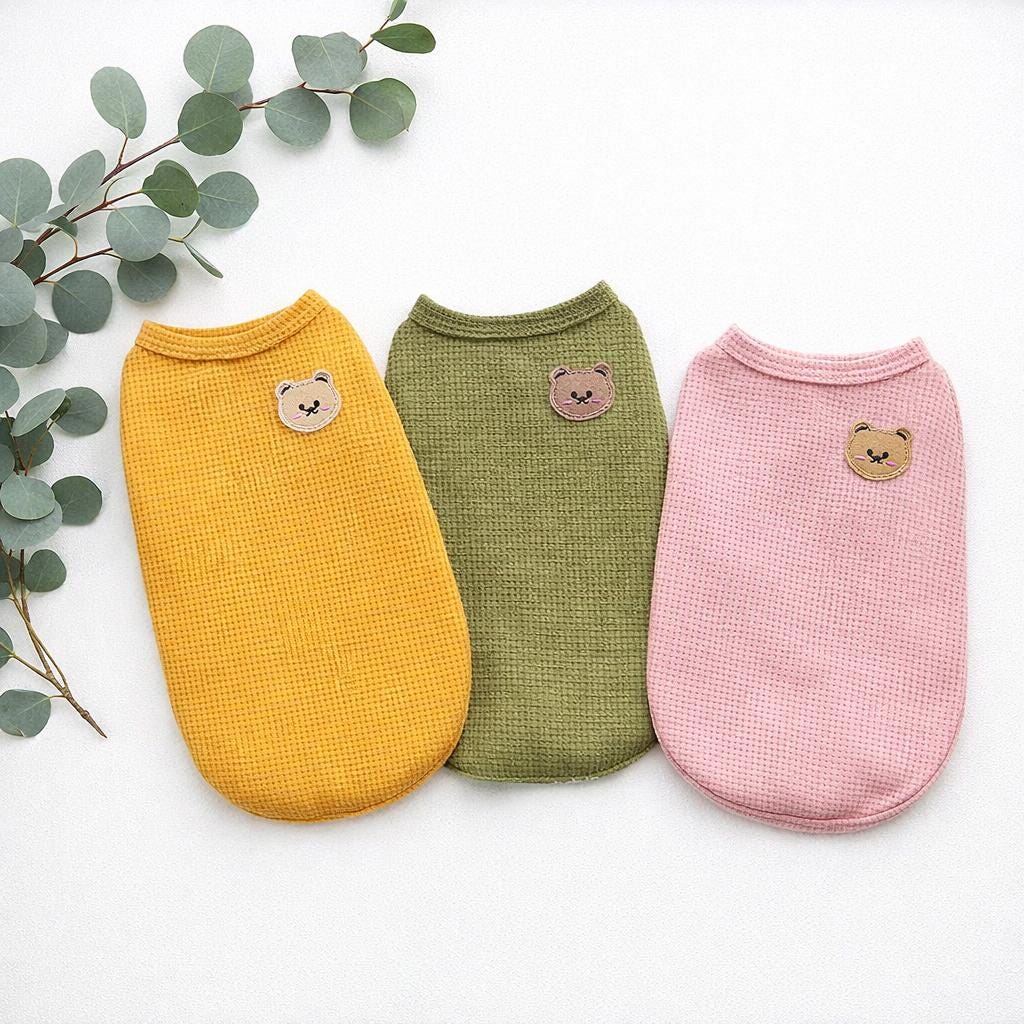 Personalized Cat Vest With Name, Thin Waffle Pet Clothes for Cats and Small Pets
