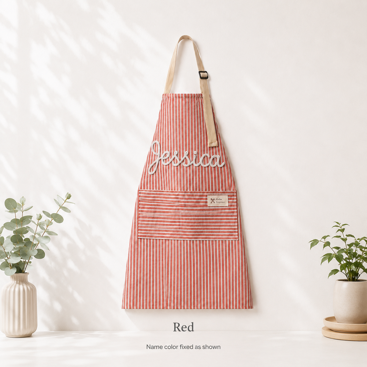 Personalized Grandma Apron, Custom Name Striped Kitchen Apron, Grandparents Day Gift for Grandma