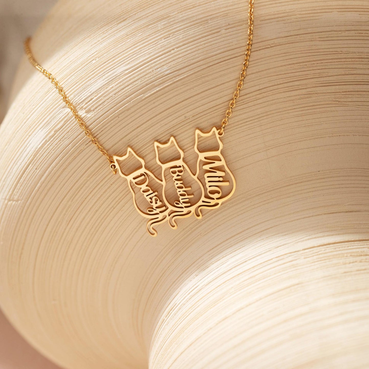 Custom Cat Name Necklace, Personalized Stainless Steel Cat Pendant, Cat Lover Gift