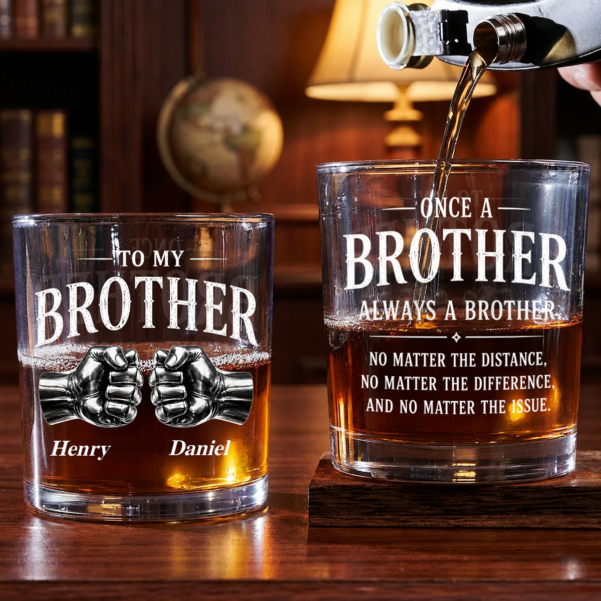 Personalized To My Brother Whiskey Glass – Custom Name Gift For Brother