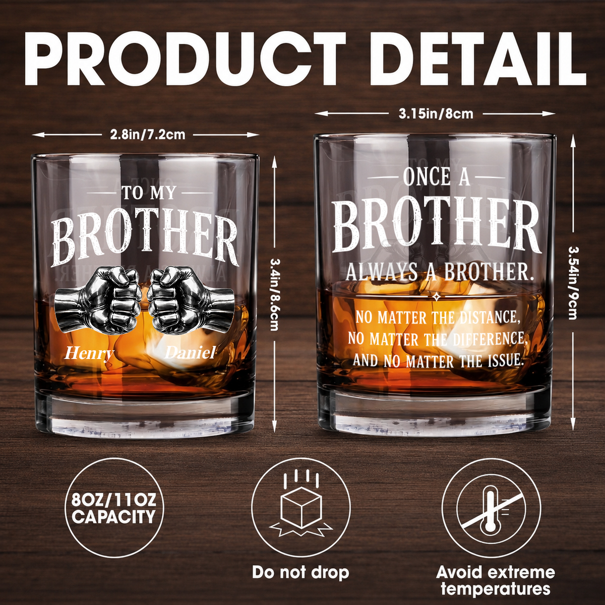 Personalized To My Brother Whiskey Glass – Custom Name Gift For Brother