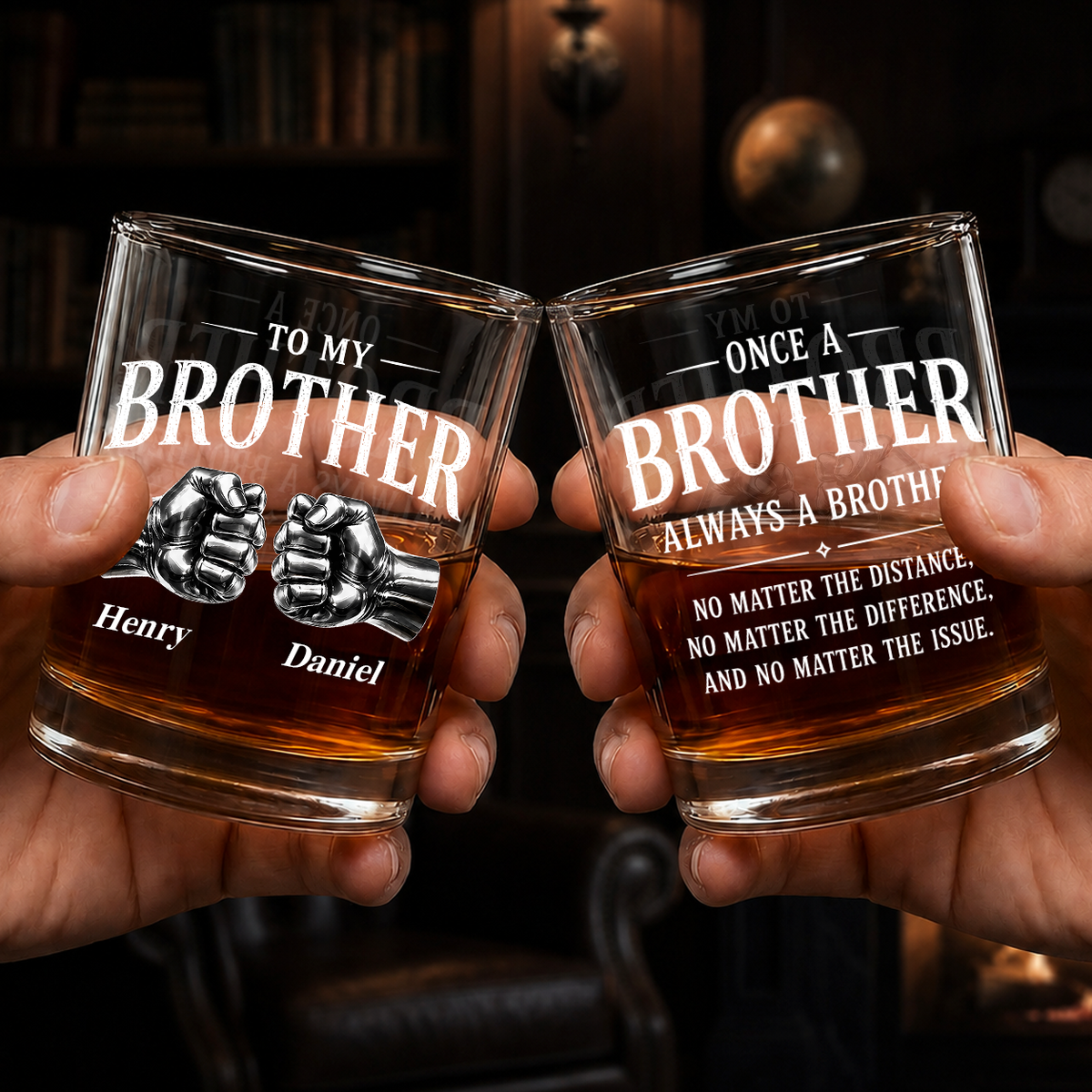 Personalized To My Brother Whiskey Glass – Custom Name Gift For Brother