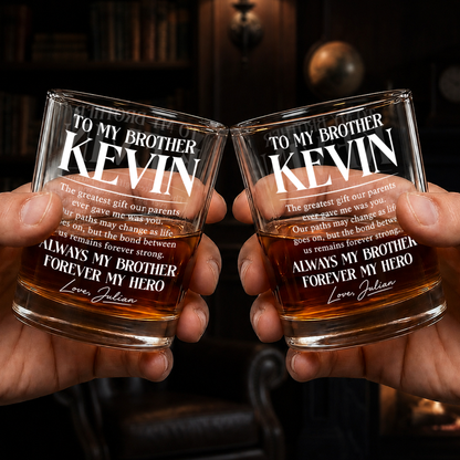 Personalized To My Brother Whiskey Glass – Always My Brother Forever My Hero Custom Name Gift For Brother