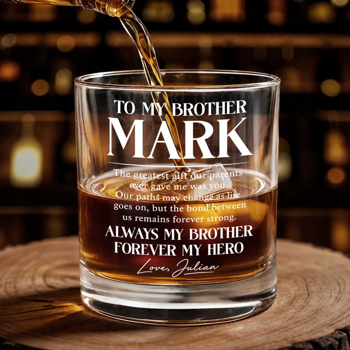 Personalized To My Brother Whiskey Glass – Always My Brother Forever My Hero Custom Name Gift For Brother