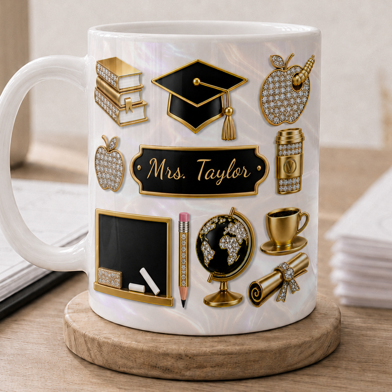 Personalized Teacher Name Mug, Custom Back to School Gift for Teachers