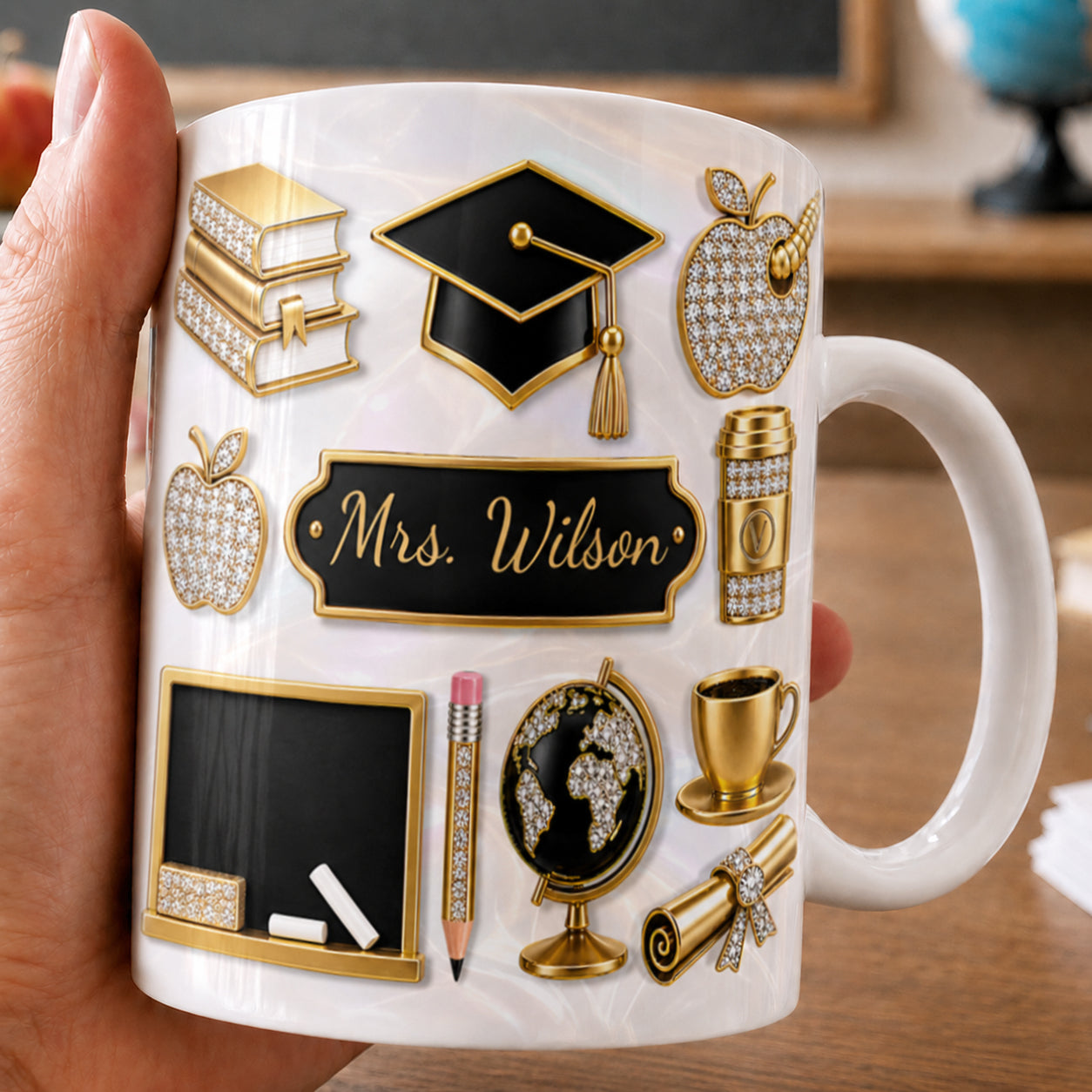 Personalized Teacher Name Mug, Custom Back to School Gift for Teachers