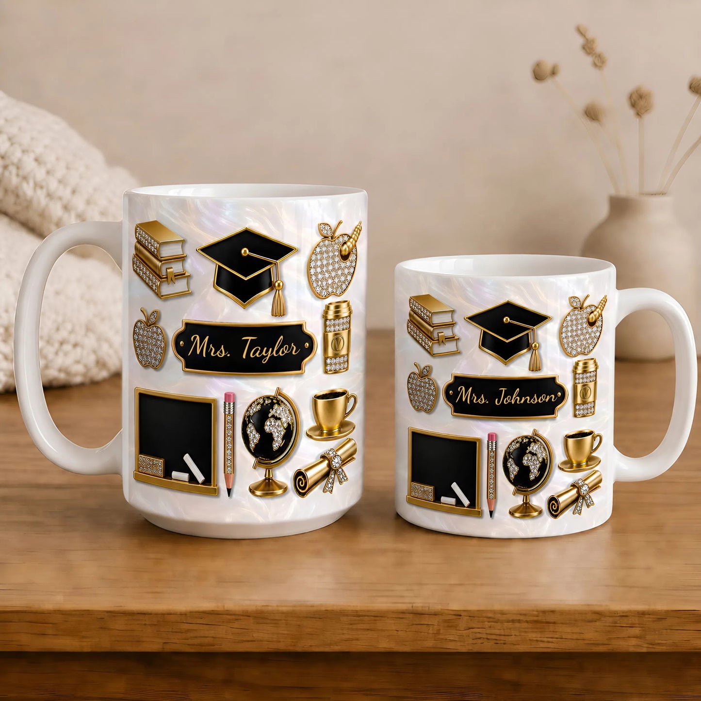 Personalized Teacher Name Mug, Custom Back to School Gift for Teachers