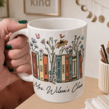 Personalized Teacher Class Mug, Custom Teacher Name Mug, Back to School Gift