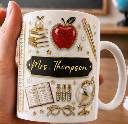 Personalized Teacher Name Mug, Custom Back to School Teacher Appreciation Gift