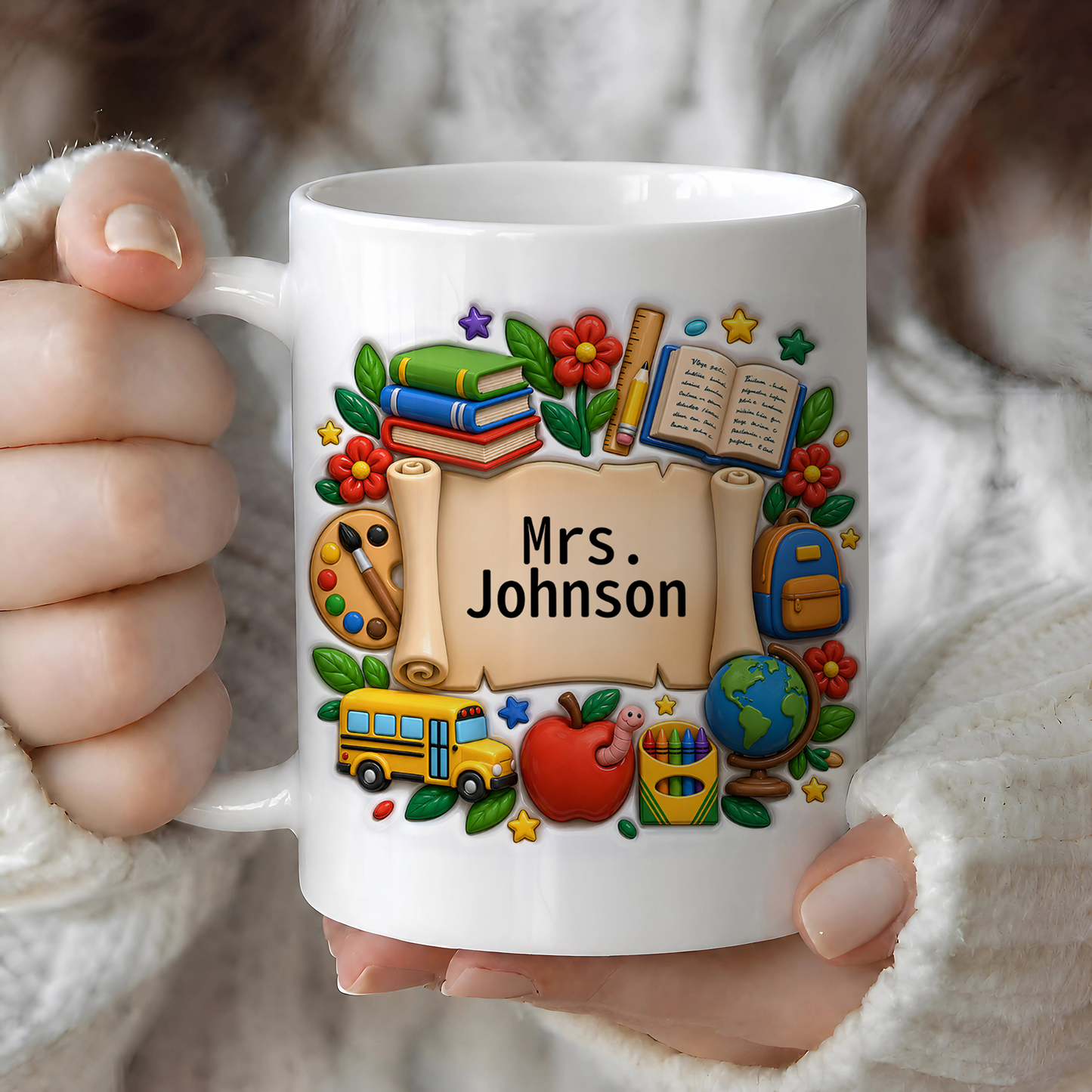 Personalized Teacher Name Mug, Custom Back to School Teacher Gift for Teachers