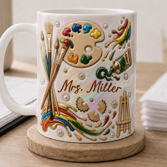 Personalized Art Teacher Mug, Custom Teacher Name Mug, Back to School Gift