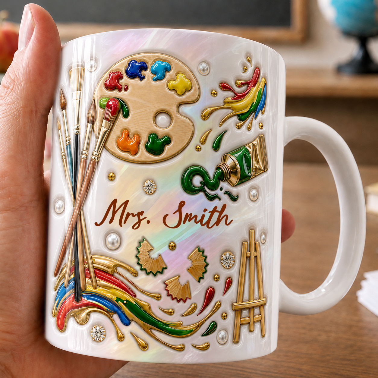 Personalized Art Teacher Mug, Custom Teacher Name Mug, Back to School Gift