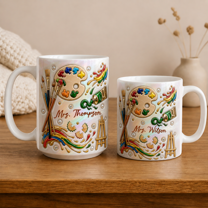 Personalized Art Teacher Mug, Custom Teacher Name Mug, Back to School Gift