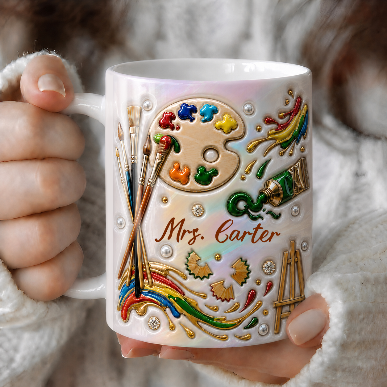 Personalized Art Teacher Mug, Custom Teacher Name Mug, Back to School Gift