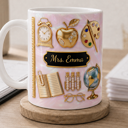 Personalized Teacher Name Mug, Custom Back to School Teacher Appreciation Gift