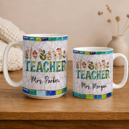 Personalized Teacher Mug, Custom Teacher Name Mug, Back to School Gift