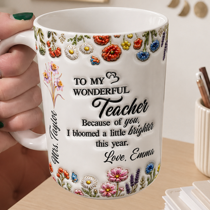 Personalized Teacher Mug, Custom Teacher Name Thank You Gift From Student
