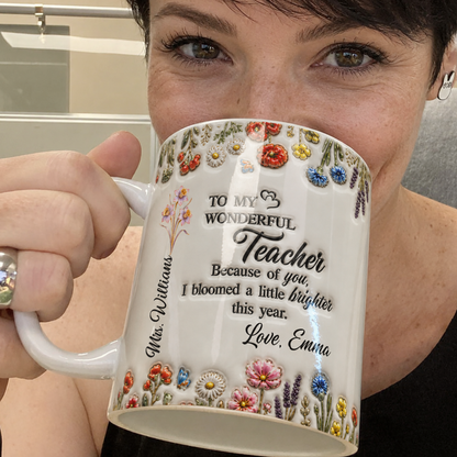 Personalized Teacher Mug, Custom Teacher Name Thank You Gift From Student