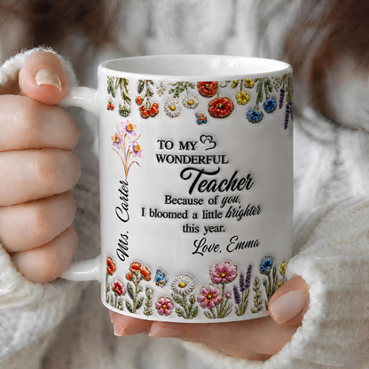 Personalized Teacher Mug, Custom Teacher Name Thank You Gift From Student