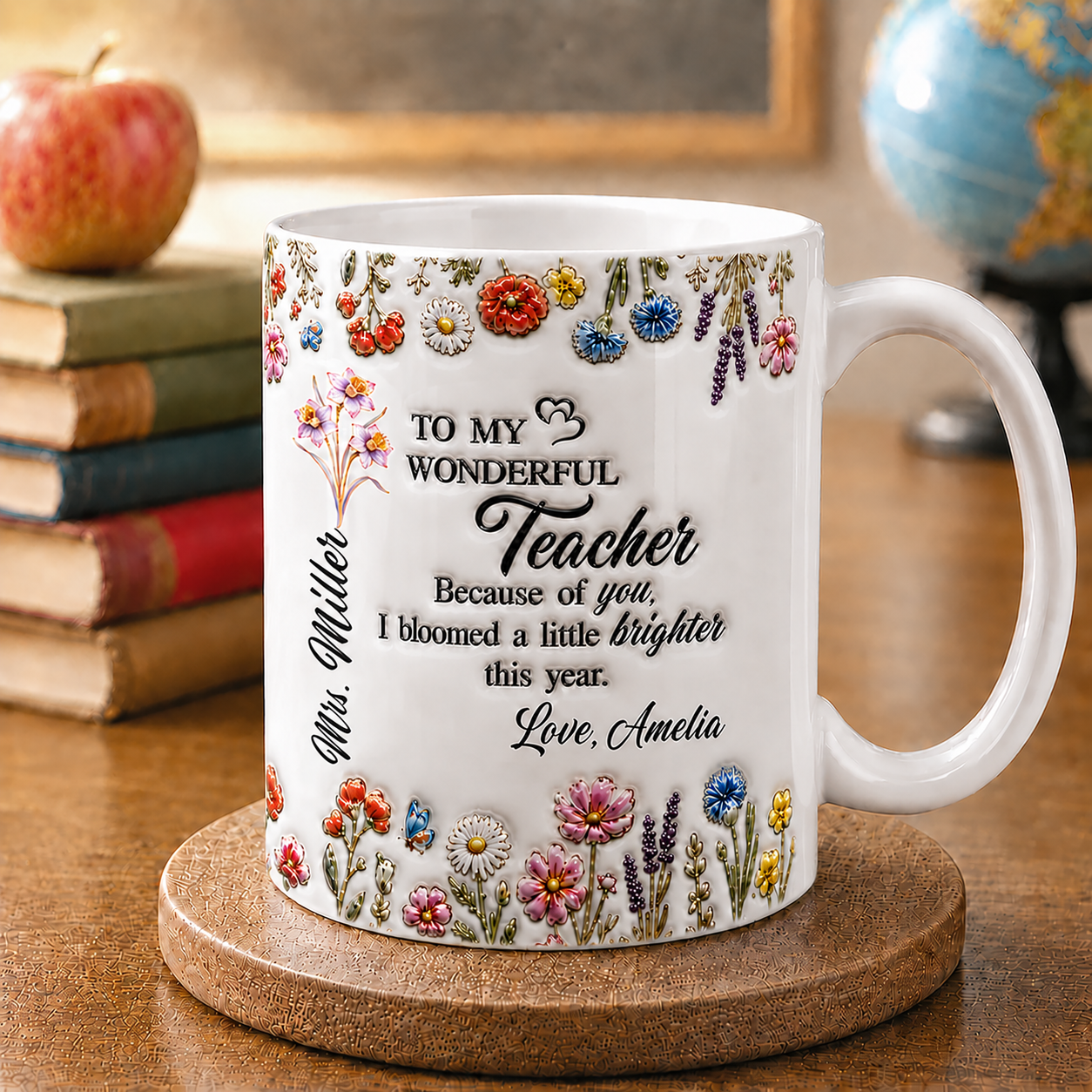 Personalized Teacher Mug, Custom Teacher Name Thank You Gift From Student