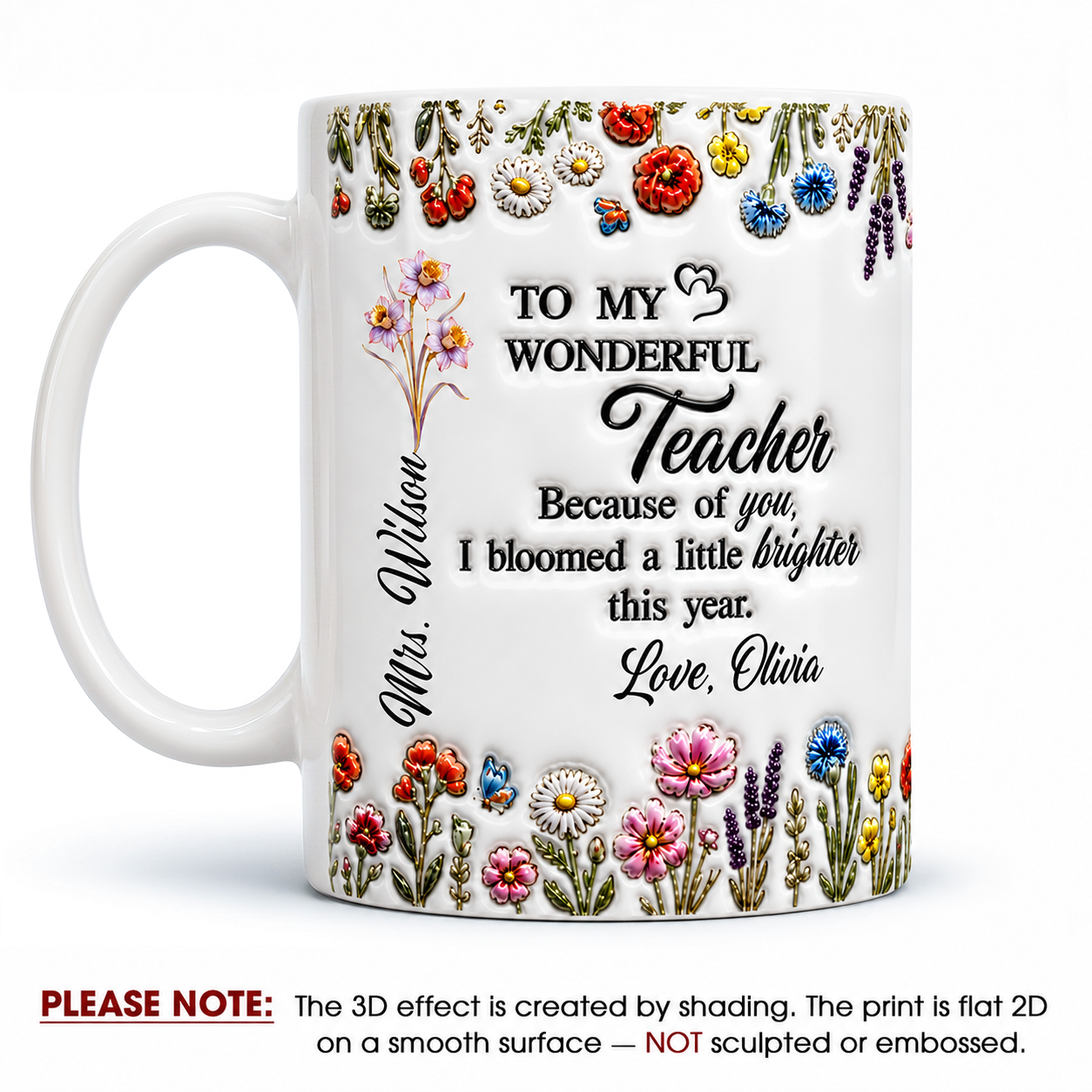 Personalized Teacher Mug, Custom Teacher Name Thank You Gift From Student