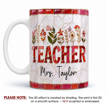 Personalized Teacher Mug, Custom Teacher Name Coffee Mug, Back to School Gift
